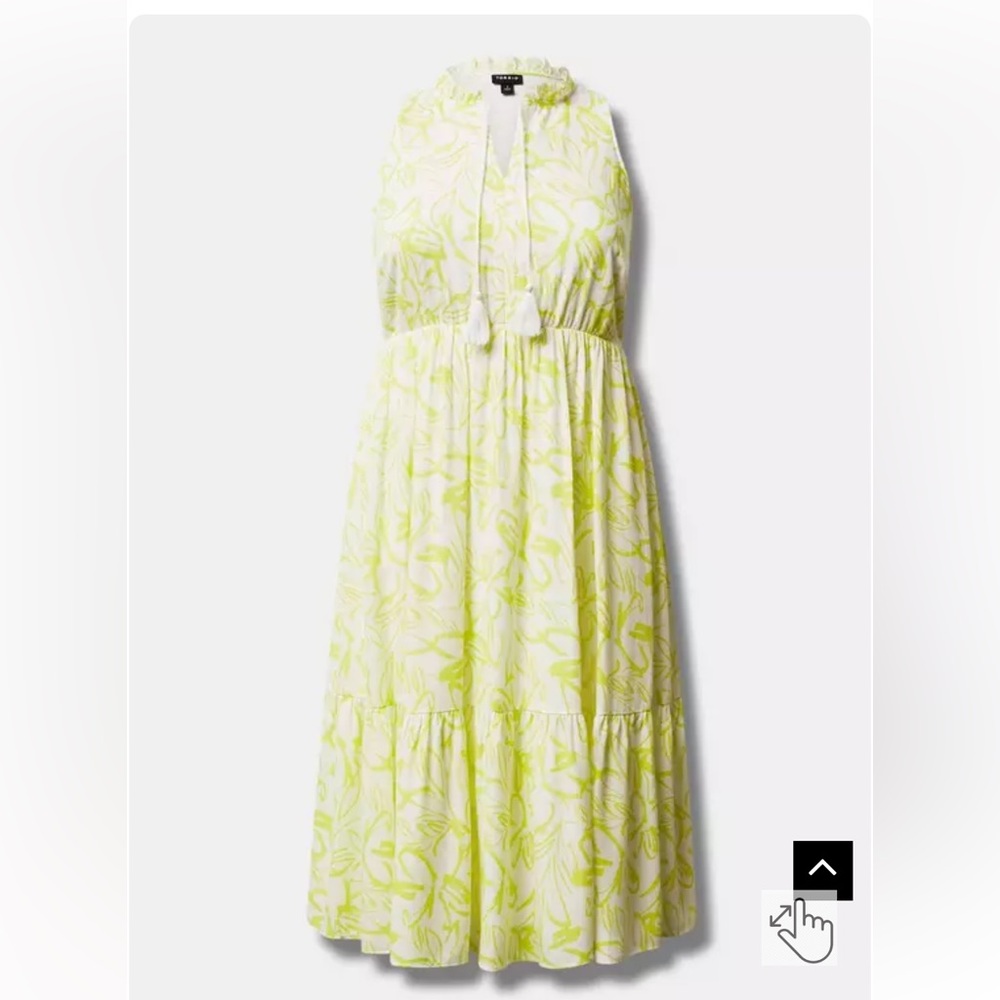 Torrid sz 6 nwt summer dress neon yellow green print with tassels
